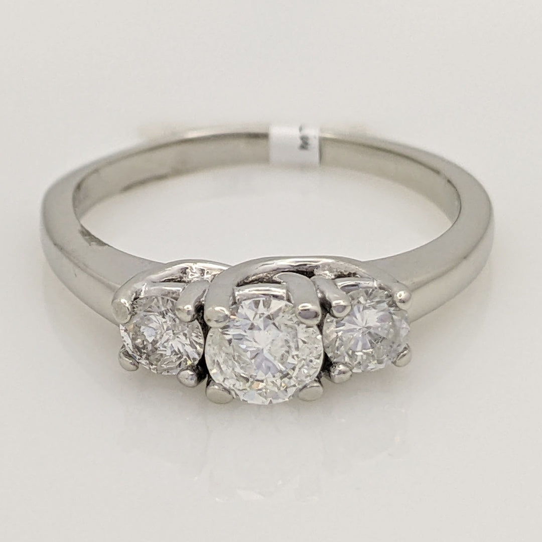 14K WHITE .70 CARAT TOTAL WEIGHT I2 I DIAMOND ROUND (3) TRINITY ESTATE RING 3.2 GRAMS