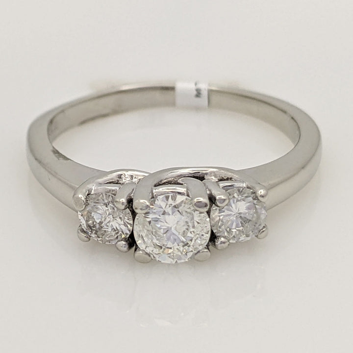 14K WHITE .70 CARAT TOTAL WEIGHT I2 I DIAMOND ROUND (3) TRINITY ESTATE RING 3.2 GRAMS