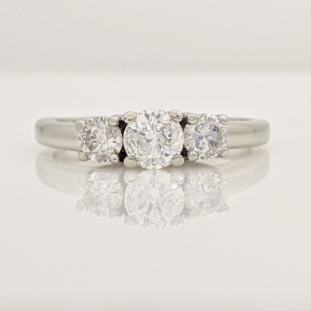 14K WHITE .70 CARAT TOTAL WEIGHT I2 I DIAMOND ROUND (3) TRINITY ESTATE RING 3.2 GRAMS