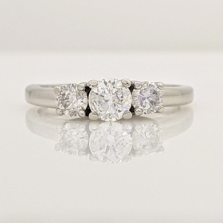 14K WHITE .70 CARAT TOTAL WEIGHT I2 I DIAMOND ROUND (3) TRINITY ESTATE RING 3.2 GRAMS