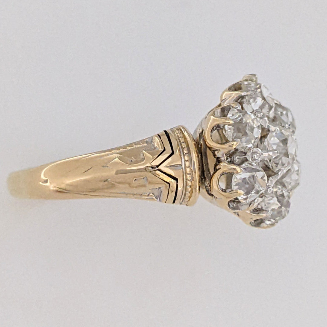 14K 1.40 CARAT TOTAL WEIGHT VS H DIAMOND ROUND (7) ESTATE FLORAL RING 7.1 GRAMS