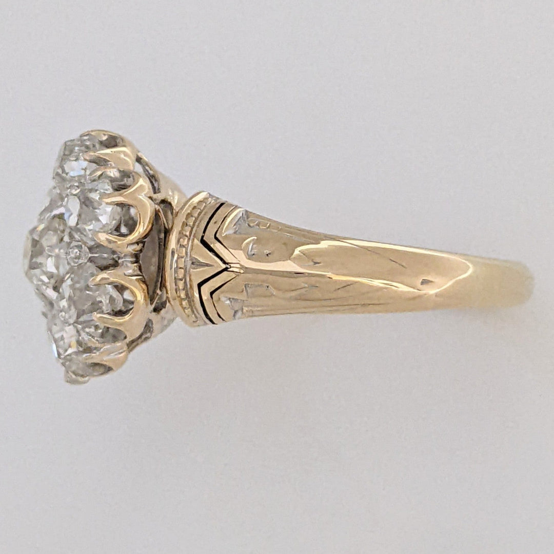 14K 1.40 CARAT TOTAL WEIGHT VS H DIAMOND ROUND (7) ESTATE FLORAL RING 7.1 GRAMS