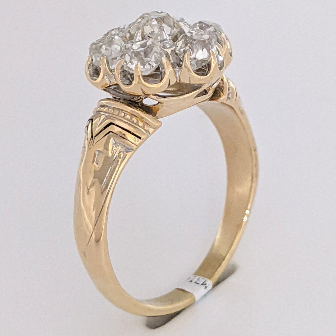 14K 1.40 CARAT TOTAL WEIGHT VS H DIAMOND ROUND (7) ESTATE FLORAL RING 7.1 GRAMS