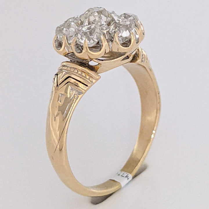 14K 1.40 CARAT TOTAL WEIGHT VS H DIAMOND ROUND (7) ESTATE FLORAL RING 7.1 GRAMS