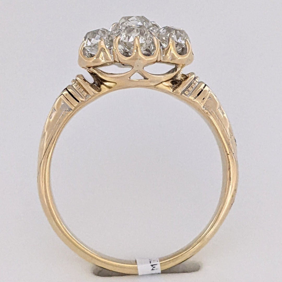 14K 1.40 CARAT TOTAL WEIGHT VS H DIAMOND ROUND (7) ESTATE FLORAL RING 7.1 GRAMS