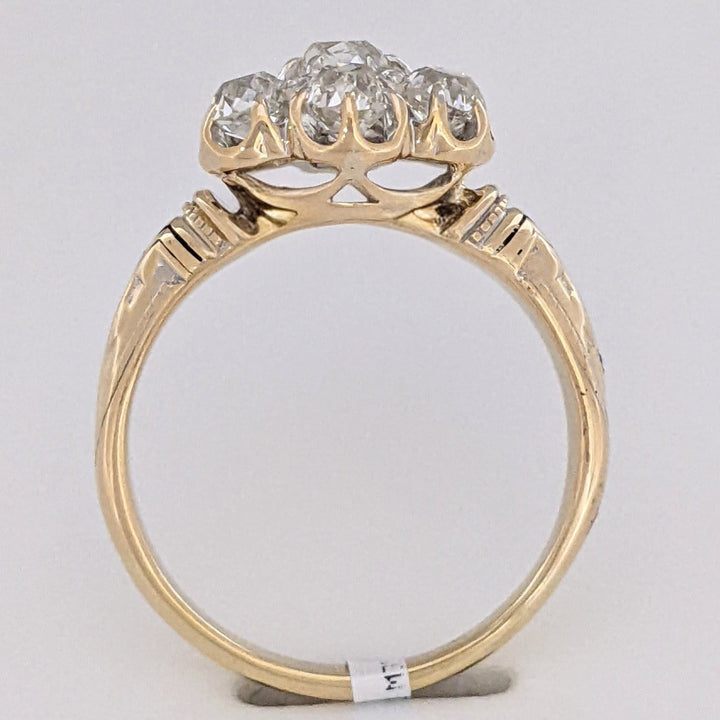 14K 1.40 CARAT TOTAL WEIGHT VS H DIAMOND ROUND (7) ESTATE FLORAL RING 7.1 GRAMS