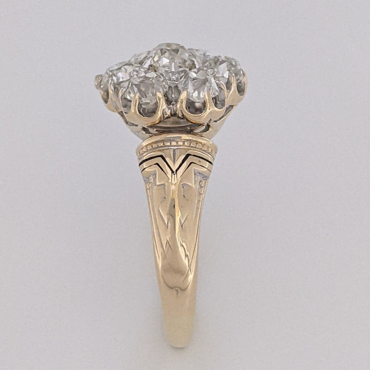 14K 1.40 CARAT TOTAL WEIGHT VS H DIAMOND ROUND (7) ESTATE FLORAL RING 7.1 GRAMS