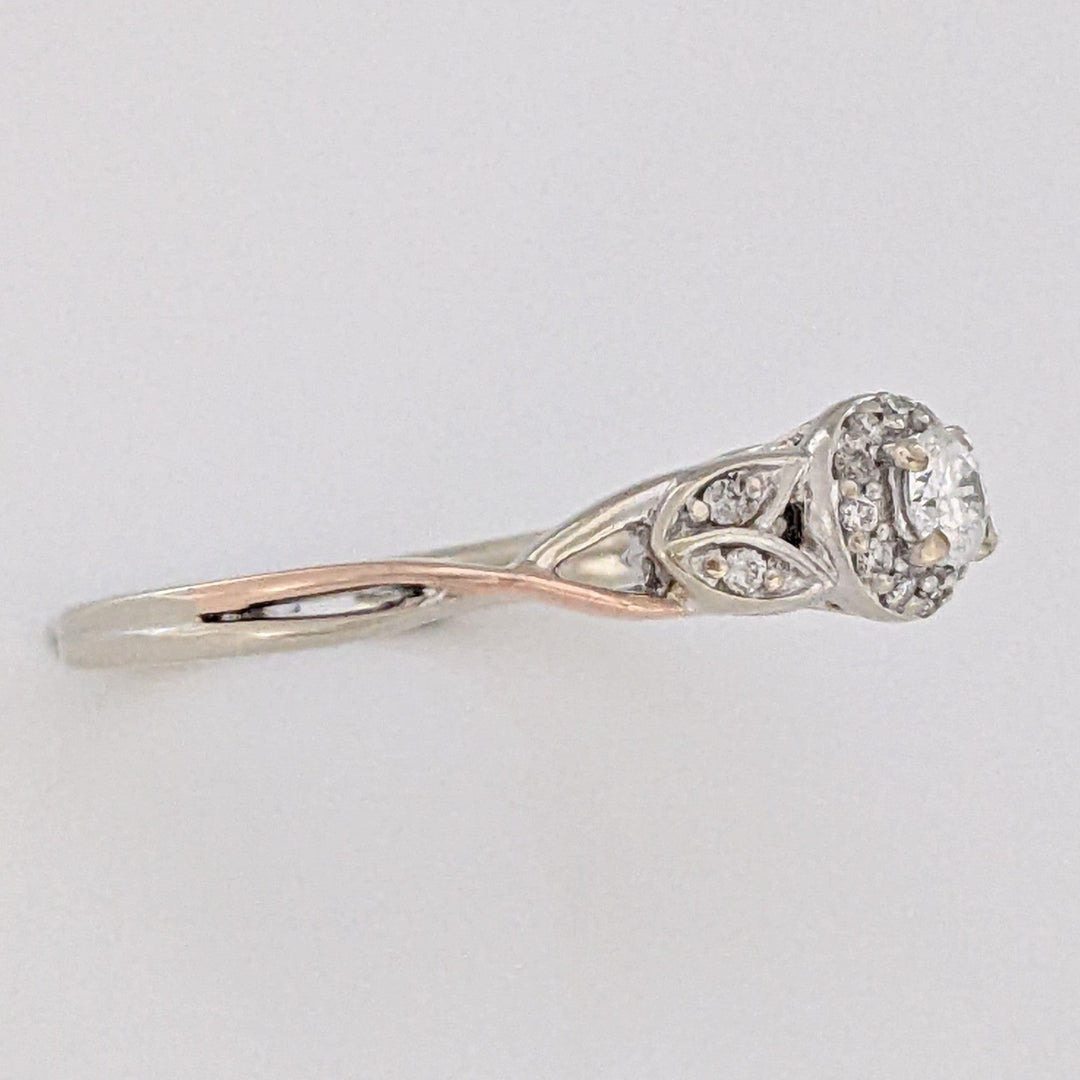 14K TWO-TONE .26 CARAT TOTAL WEIGHT I1 H DIAMOND ROUND (17) HALO ESTATE RING 2.7 GRAMS