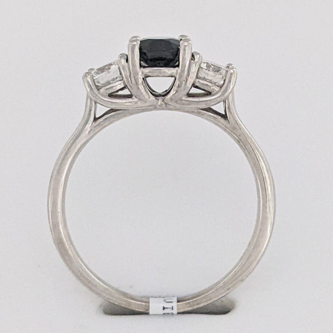 14K WHITE SAPPHIRE OVAL 5X7 WITH .50 DIAMOND TOTAL WEIGHT ESTATE RING 3.1 GRAMS