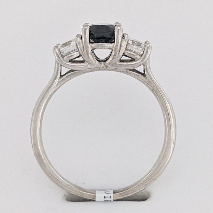 14K WHITE SAPPHIRE OVAL 5X7 WITH .50 DIAMOND TOTAL WEIGHT ESTATE RING 3.1 GRAMS