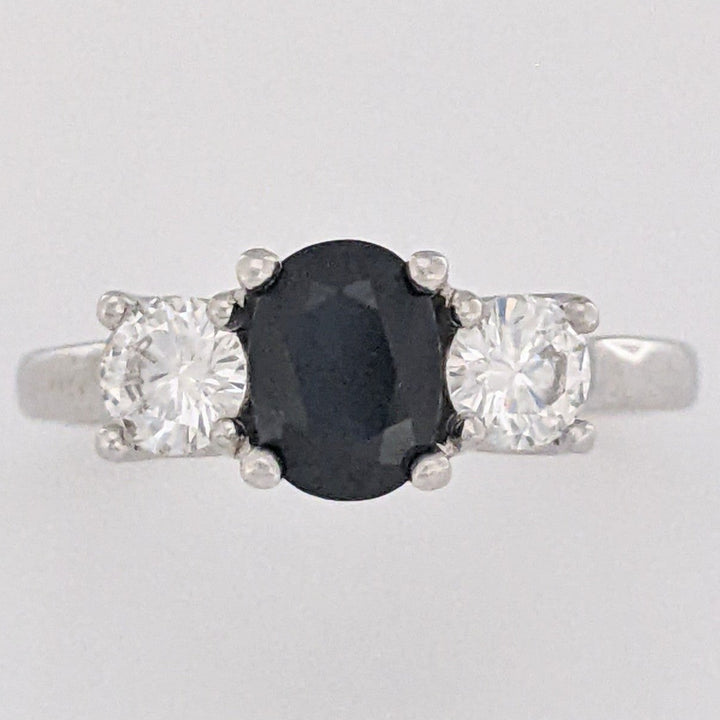 14K WHITE SAPPHIRE OVAL 5X7 WITH .50 DIAMOND TOTAL WEIGHT ESTATE RING 3.1 GRAMS