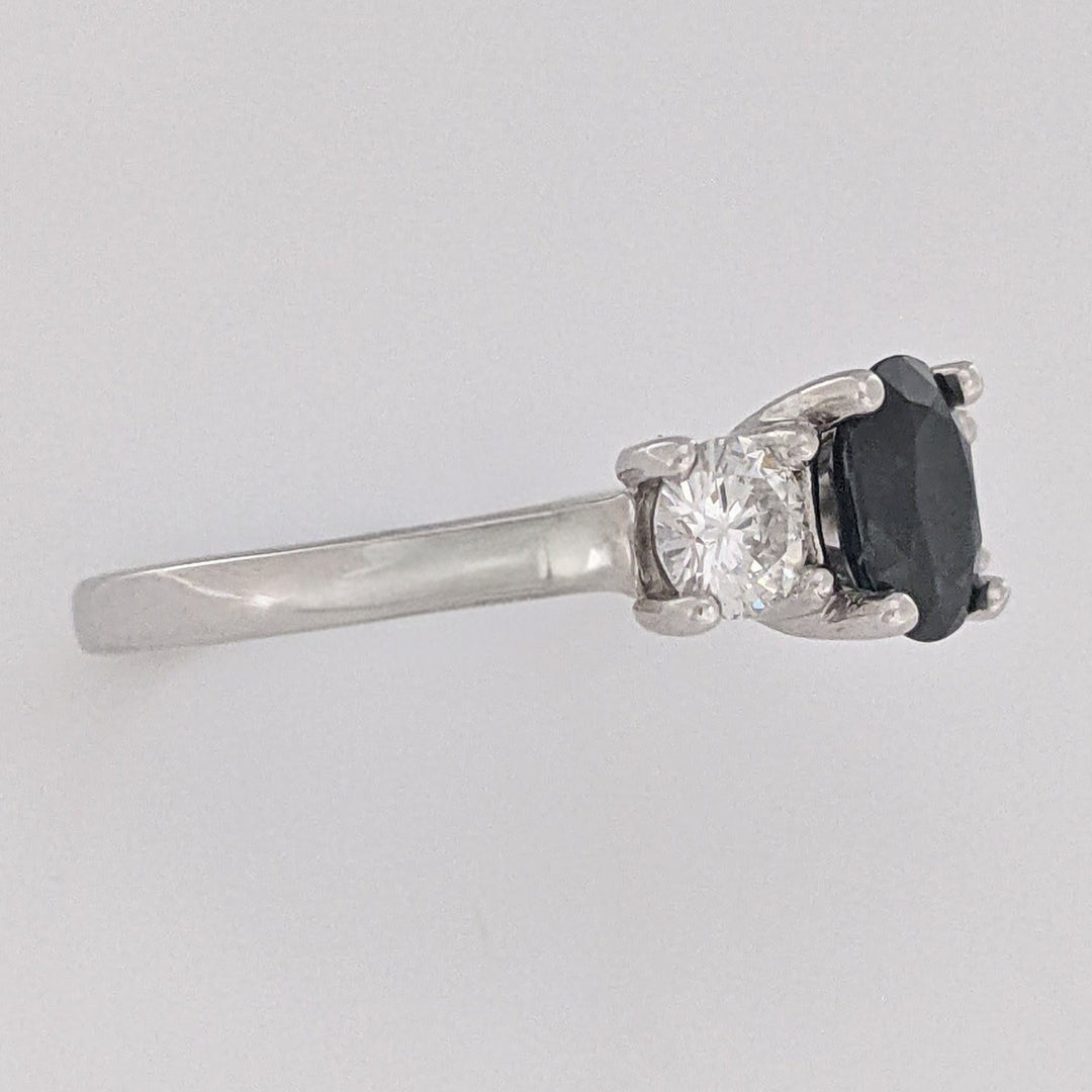14K WHITE SAPPHIRE OVAL 5X7 WITH .50 DIAMOND TOTAL WEIGHT ESTATE RING 3.1 GRAMS