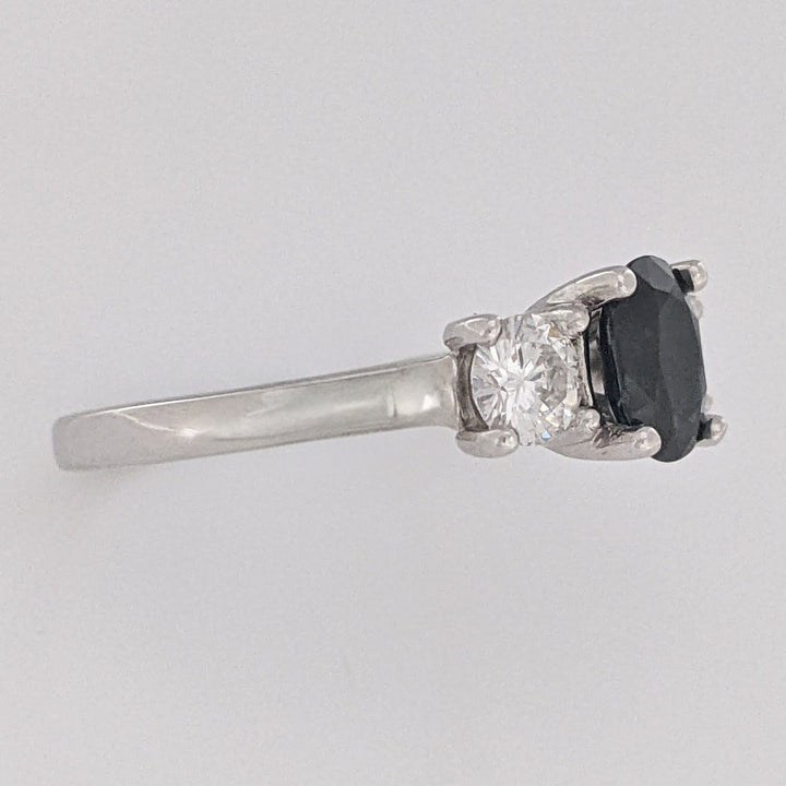14K WHITE SAPPHIRE OVAL 5X7 WITH .50 DIAMOND TOTAL WEIGHT ESTATE RING 3.1 GRAMS