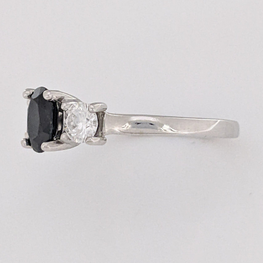 14K WHITE SAPPHIRE OVAL 5X7 WITH .50 DIAMOND TOTAL WEIGHT ESTATE RING 3.1 GRAMS
