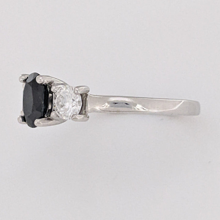 14K WHITE SAPPHIRE OVAL 5X7 WITH .50 DIAMOND TOTAL WEIGHT ESTATE RING 3.1 GRAMS
