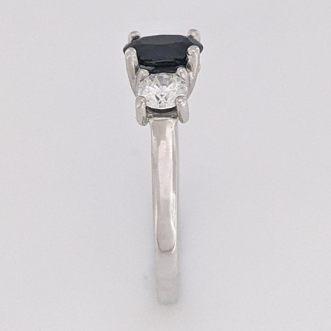 14K WHITE SAPPHIRE OVAL 5X7 WITH .50 DIAMOND TOTAL WEIGHT ESTATE RING 3.1 GRAMS