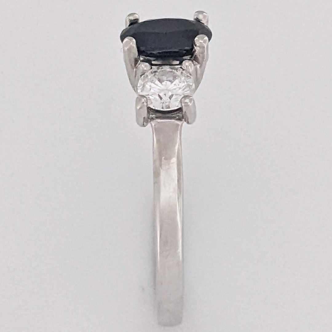 14K WHITE SAPPHIRE OVAL 5X7 WITH .50 DIAMOND TOTAL WEIGHT ESTATE RING 3.1 GRAMS