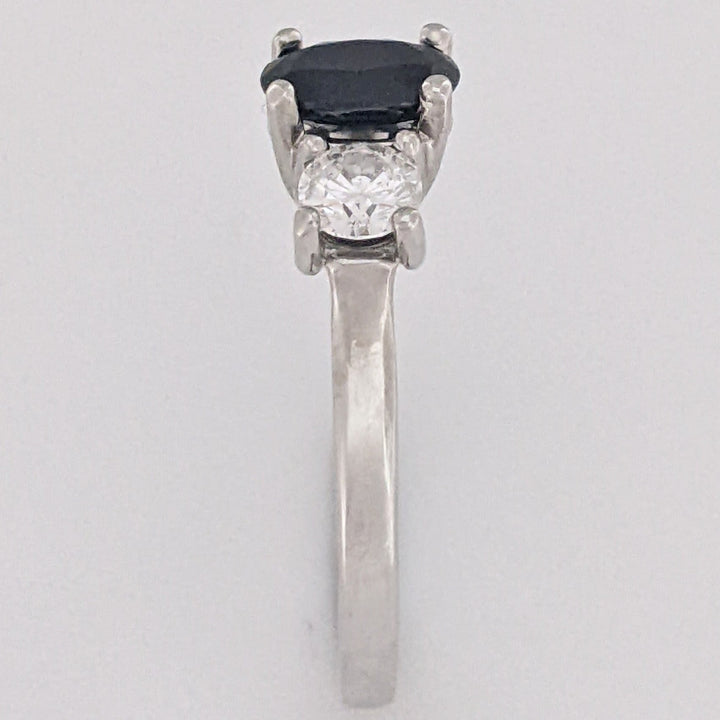 14K WHITE SAPPHIRE OVAL 5X7 WITH .50 DIAMOND TOTAL WEIGHT ESTATE RING 3.1 GRAMS
