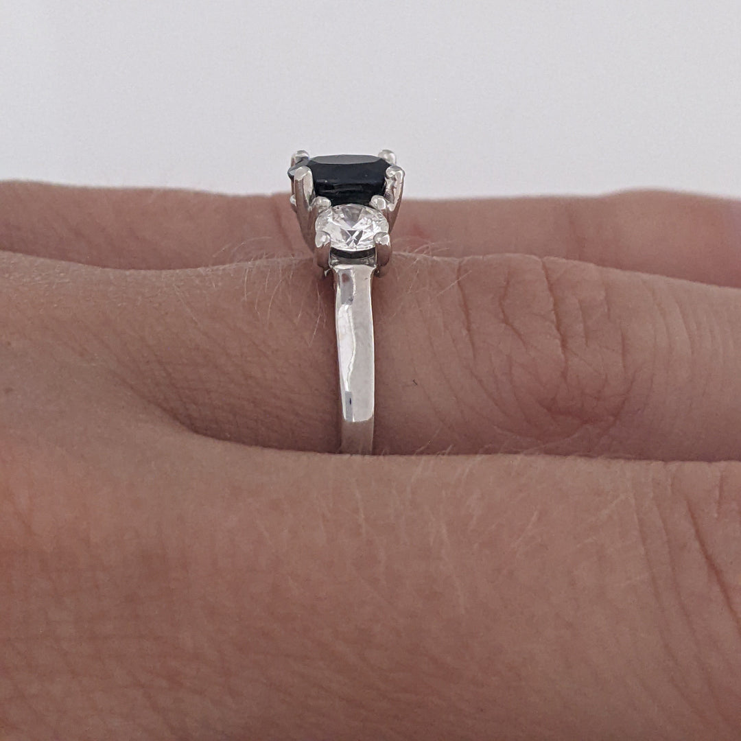 14K WHITE SAPPHIRE OVAL 5X7 WITH .50 DIAMOND TOTAL WEIGHT ESTATE RING 3.1 GRAMS