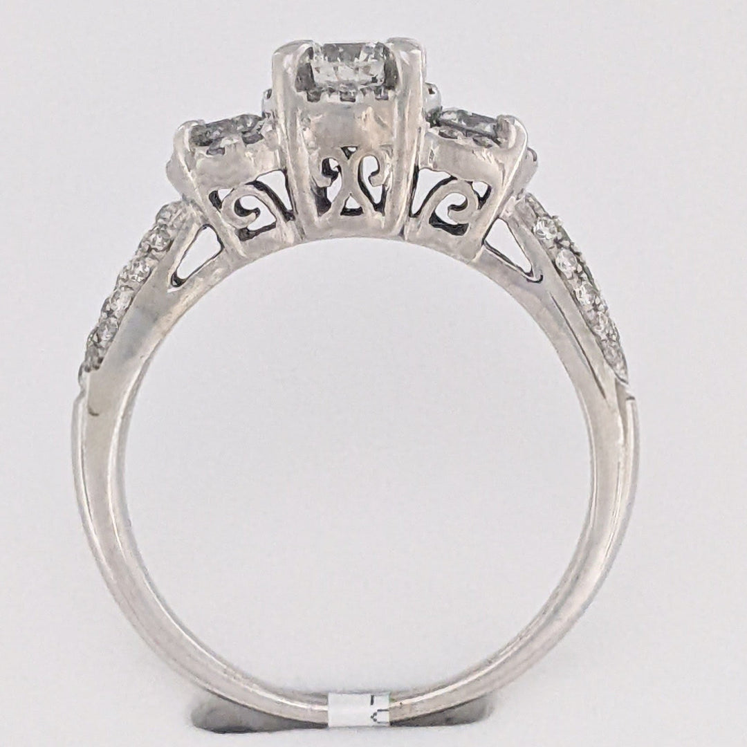 14K WHITE 1.02 CARAT TOTAL WEIGHT I1 H DIAMOND ROUND (59) ESTATE TRINITY RING 3.8 GRAMS