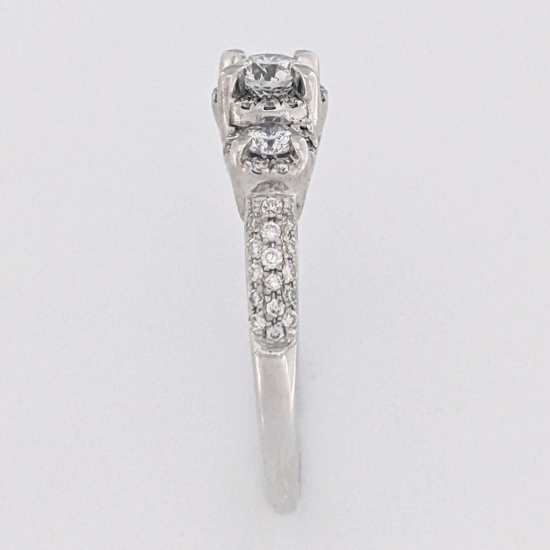 14K WHITE 1.02 CARAT TOTAL WEIGHT I1 H DIAMOND ROUND (59) ESTATE TRINITY RING 3.8 GRAMS