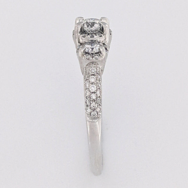 14K WHITE 1.02 CARAT TOTAL WEIGHT I1 H DIAMOND ROUND (59) ESTATE TRINITY RING 3.8 GRAMS
