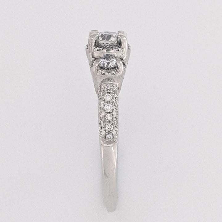 14K WHITE 1.02 CARAT TOTAL WEIGHT I1 H DIAMOND ROUND (59) ESTATE TRINITY RING 3.8 GRAMS