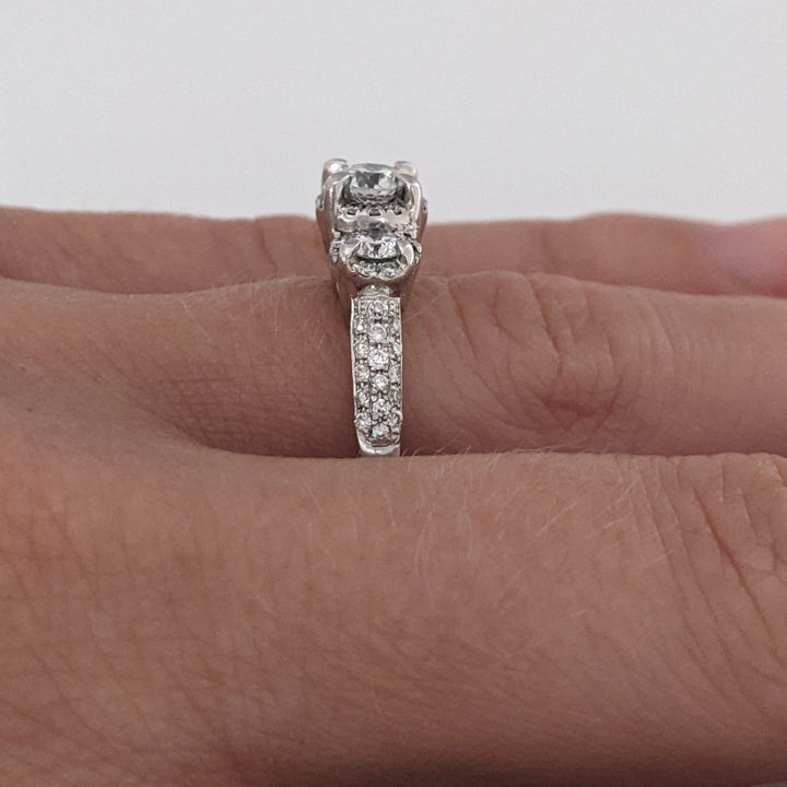 14K WHITE 1.02 CARAT TOTAL WEIGHT I1 H DIAMOND ROUND (59) ESTATE TRINITY RING 3.8 GRAMS