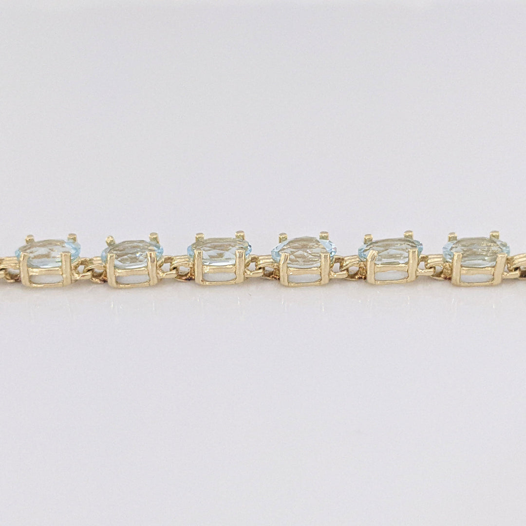 14K AQUAMARINE OVAL (20) 4X6 ESTATE BRACELET 8.0 GRAMS