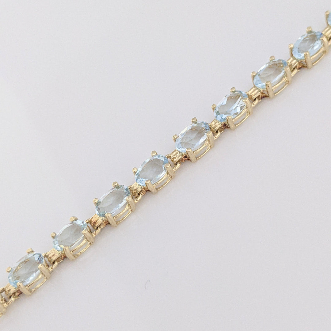 14K AQUAMARINE OVAL (20) 4X6 ESTATE BRACELET 8.0 GRAMS