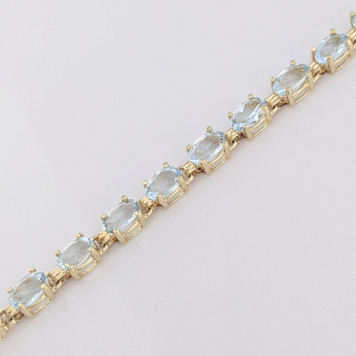 14K AQUAMARINE OVAL (20) 4X6 ESTATE BRACELET 8.0 GRAMS