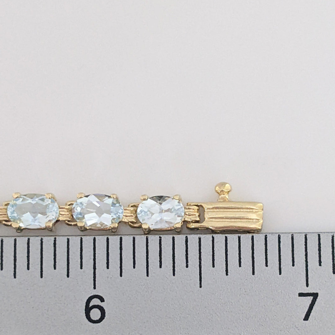 14K AQUAMARINE OVAL (20) 4X6 ESTATE BRACELET 8.0 GRAMS