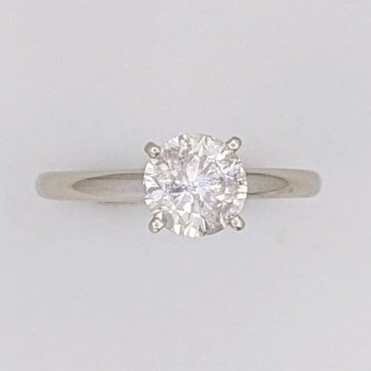 14K WHITE 1.20 CARAT TOTAL I3 G DIAMOND ROUND ESTATE SOLITAIRE RING 2.3 GRAMS