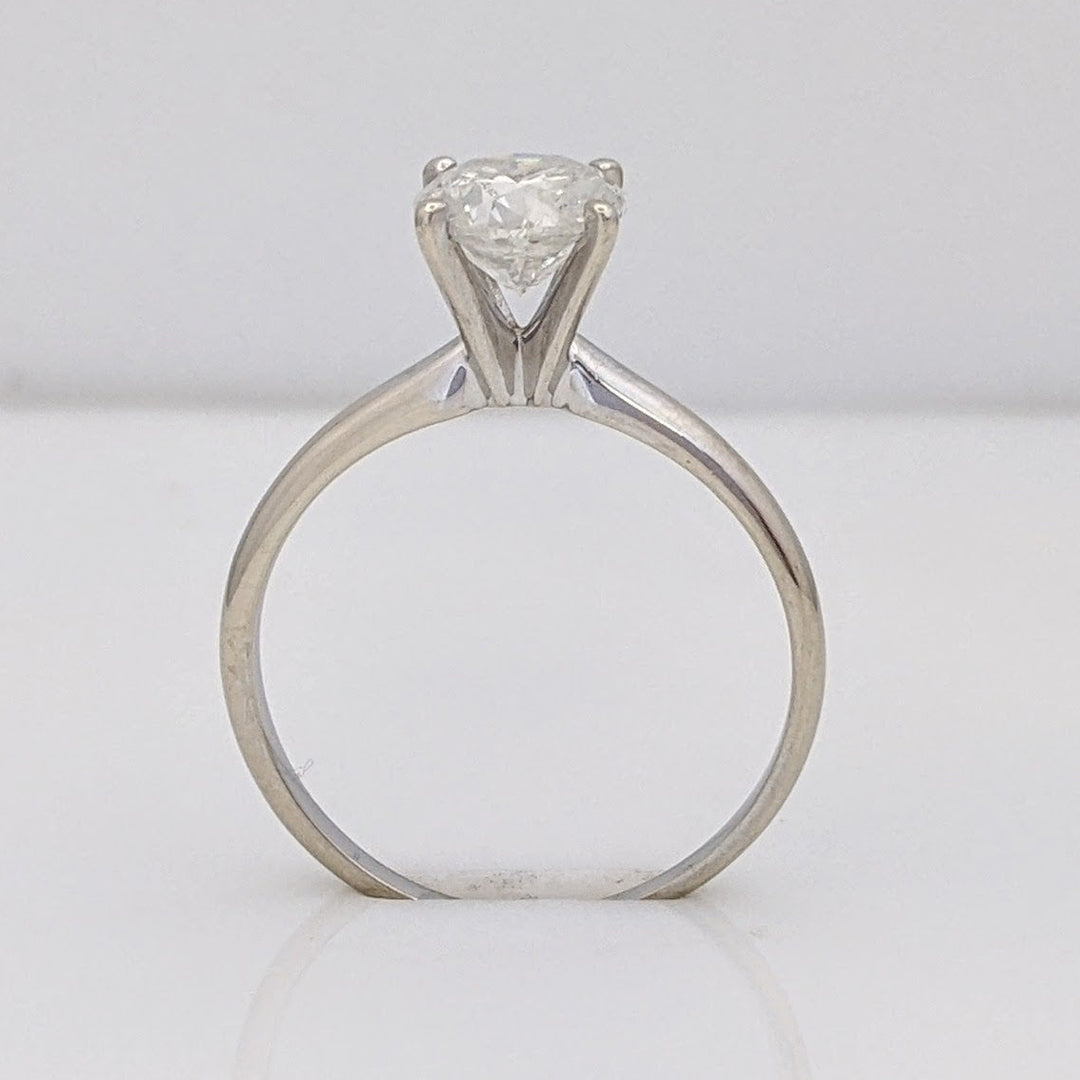 14K WHITE 1.20 CARAT TOTAL I3 G DIAMOND ROUND ESTATE SOLITAIRE RING 2.3 GRAMS