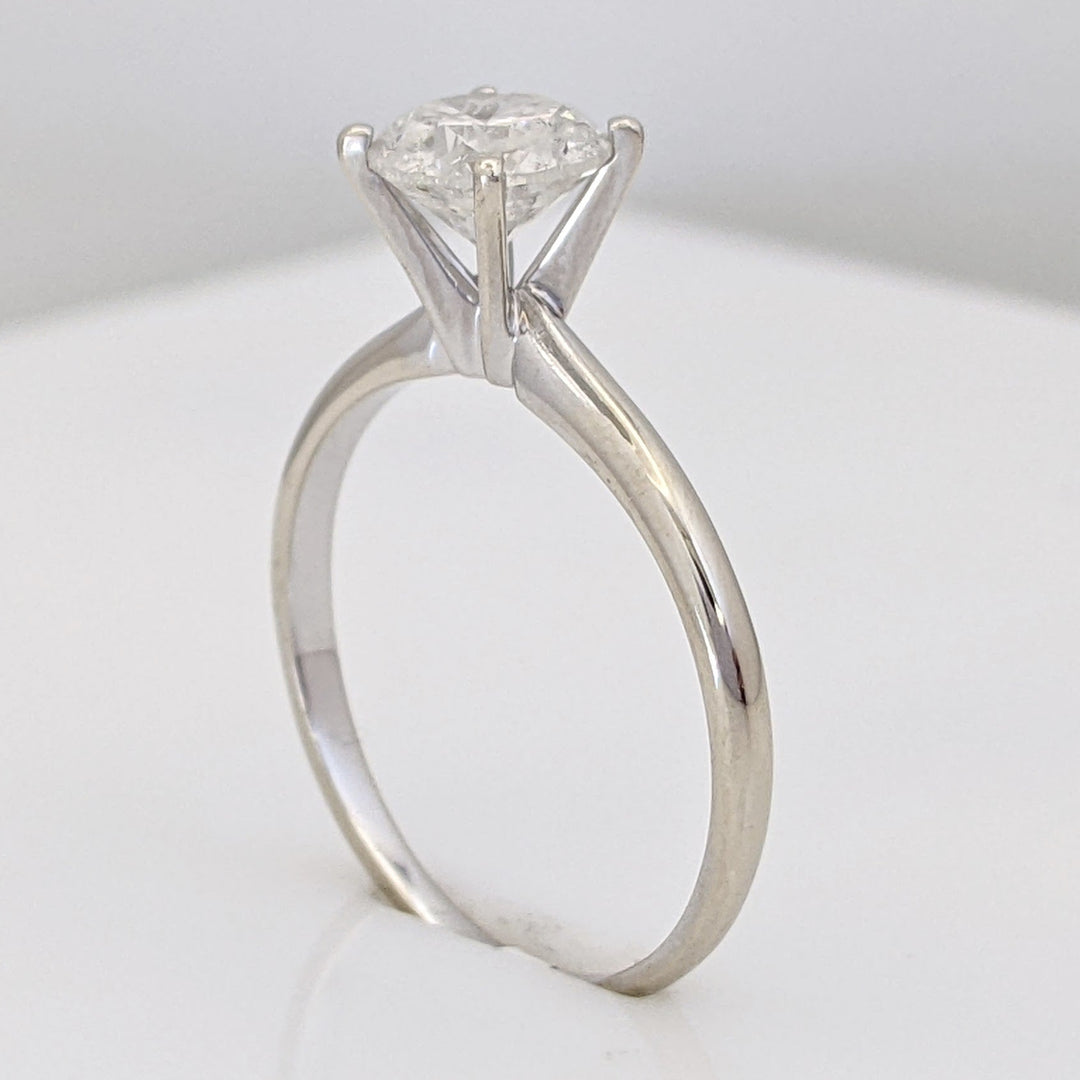 14K WHITE 1.20 CARAT TOTAL I3 G DIAMOND ROUND ESTATE SOLITAIRE RING 2.3 GRAMS