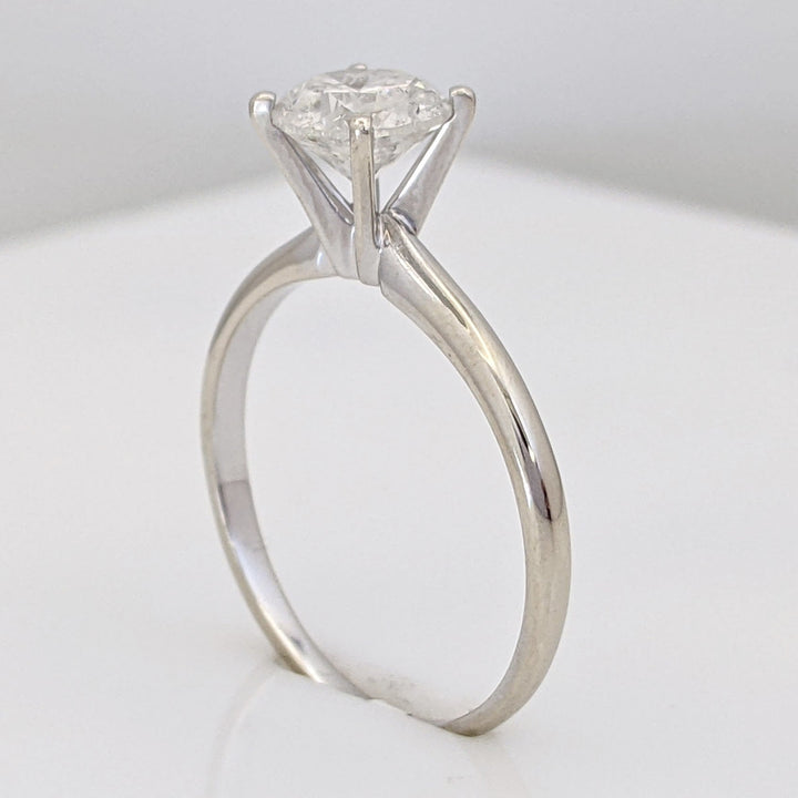 14K WHITE 1.20 CARAT TOTAL I3 G DIAMOND ROUND ESTATE SOLITAIRE RING 2.3 GRAMS