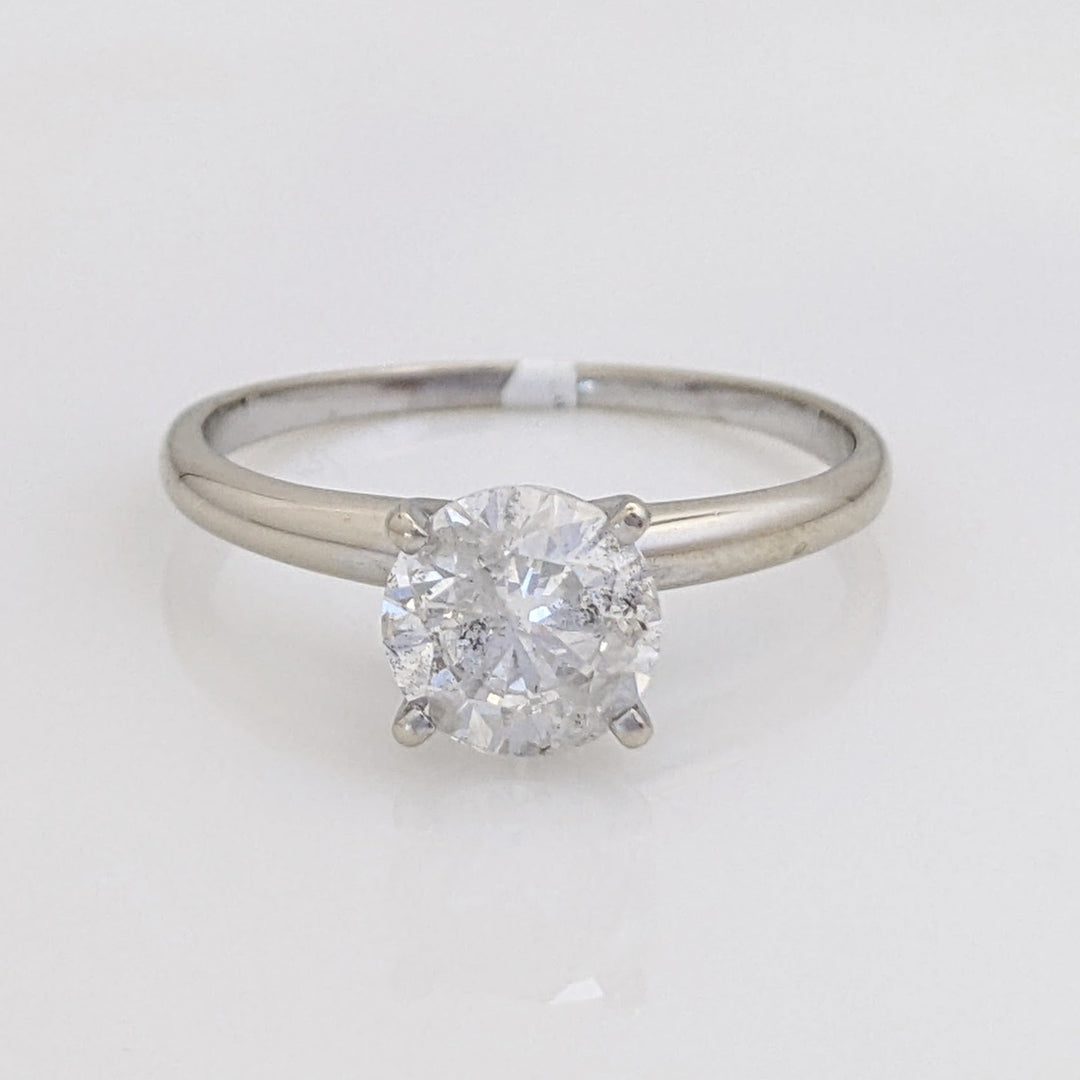 14K WHITE 1.20 CARAT TOTAL I3 G DIAMOND ROUND ESTATE SOLITAIRE RING 2.3 GRAMS
