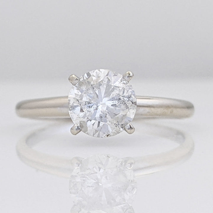 14K WHITE 1.20 CARAT TOTAL I3 G DIAMOND ROUND ESTATE SOLITAIRE RING 2.3 GRAMS