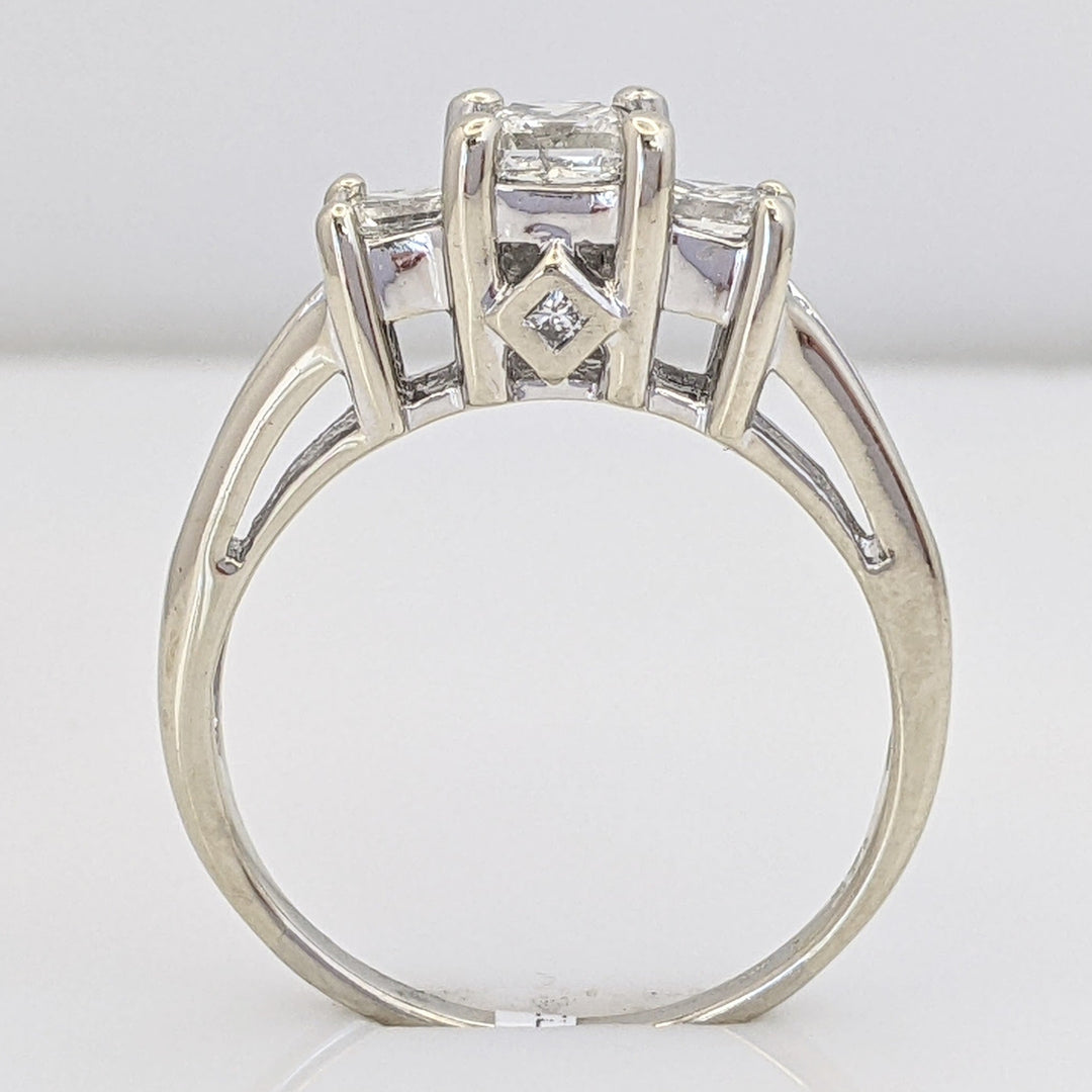 14K WHITE 1.52 CARAT TOTAL WEIGHT I1 H DIAMOND PRINCESS CUT (13) ESTATE RING 3.9 GRAMS