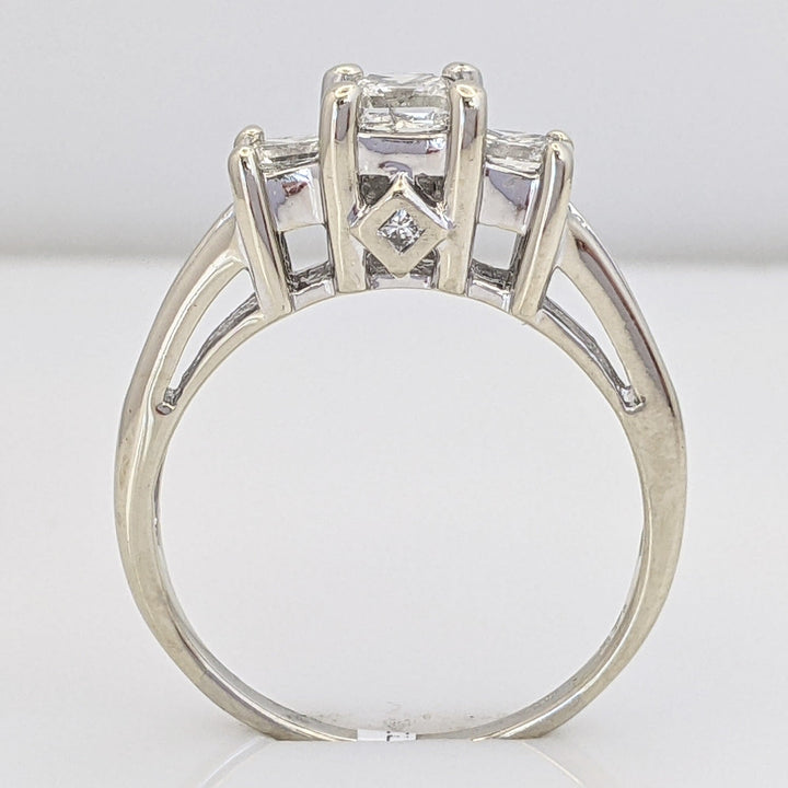 14K WHITE 1.52 CARAT TOTAL WEIGHT I1 H DIAMOND PRINCESS CUT (13) ESTATE RING 3.9 GRAMS