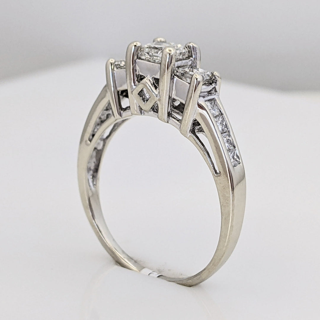 14K WHITE 1.52 CARAT TOTAL WEIGHT I1 H DIAMOND PRINCESS CUT (13) ESTATE RING 3.9 GRAMS