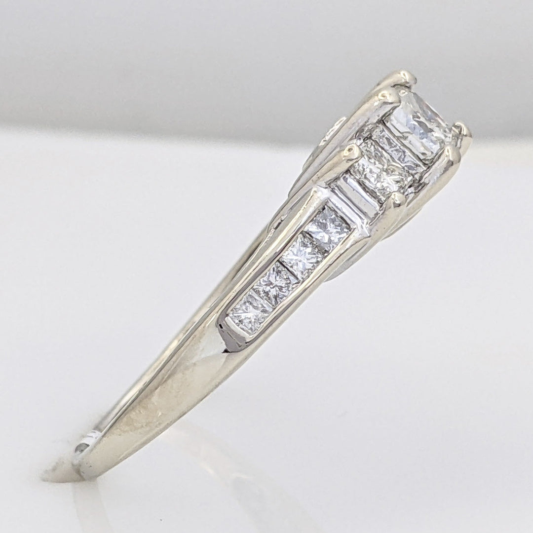 14K WHITE 1.52 CARAT TOTAL WEIGHT I1 H DIAMOND PRINCESS CUT (13) ESTATE RING 3.9 GRAMS