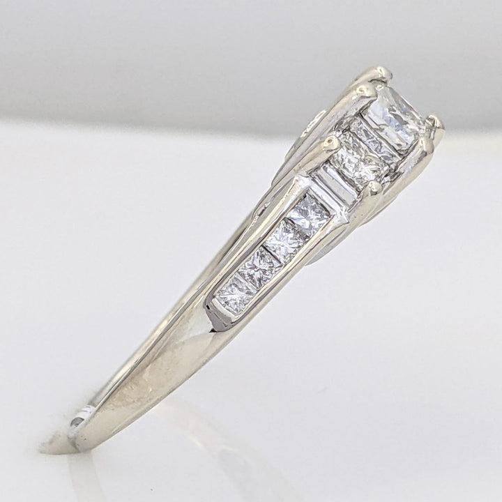 14K WHITE 1.52 CARAT TOTAL WEIGHT I1 H DIAMOND PRINCESS CUT (13) ESTATE RING 3.9 GRAMS