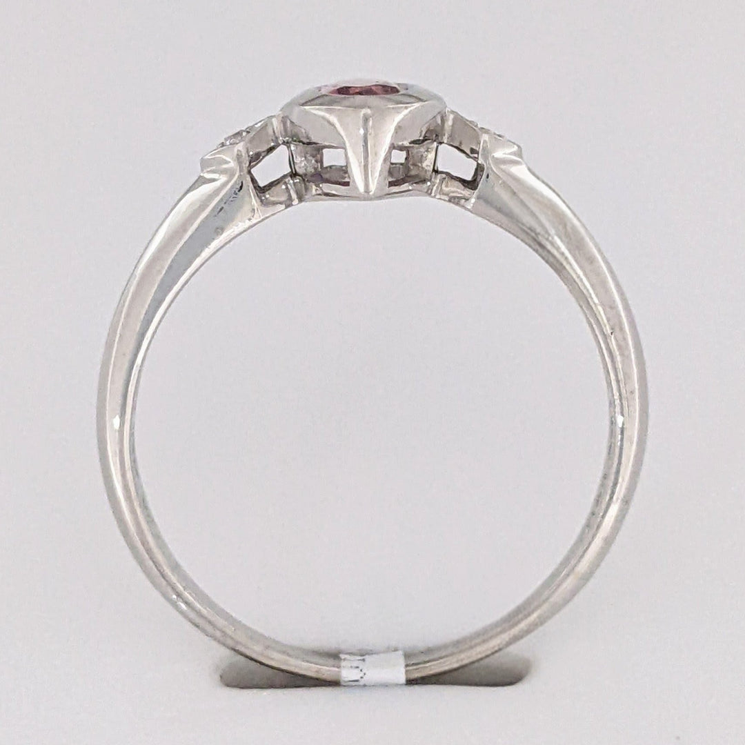 14K WHITE PINK TOURMALINE MARQUISE 4X5 WITH (2) MELEE ESTATE RING 2.3 GRAMS