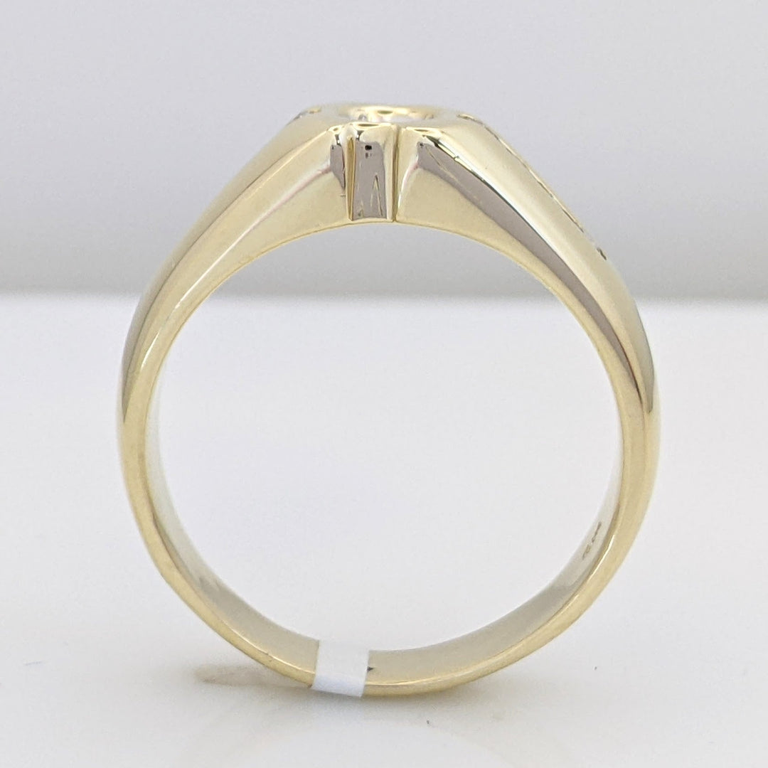 14K .58 CARAT TOTAL WEIGHT SI2 I DIAMOND ROUND (9) BEZEL CENTER ESTATE RING 9.4 GRAMS