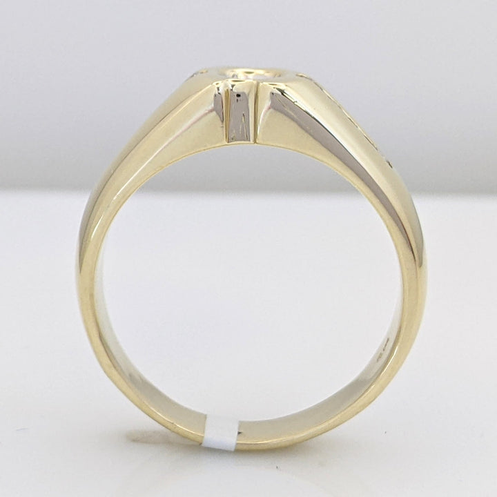 14K .58 CARAT TOTAL WEIGHT SI2 I DIAMOND ROUND (9) BEZEL CENTER ESTATE RING 9.4 GRAMS