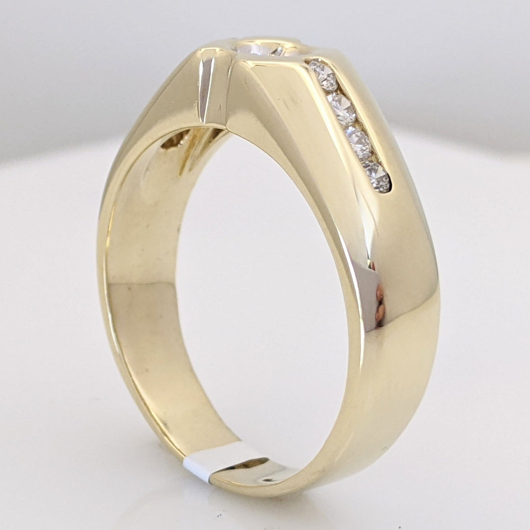 14K .58 CARAT TOTAL WEIGHT SI2 I DIAMOND ROUND (9) BEZEL CENTER ESTATE RING 9.4 GRAMS