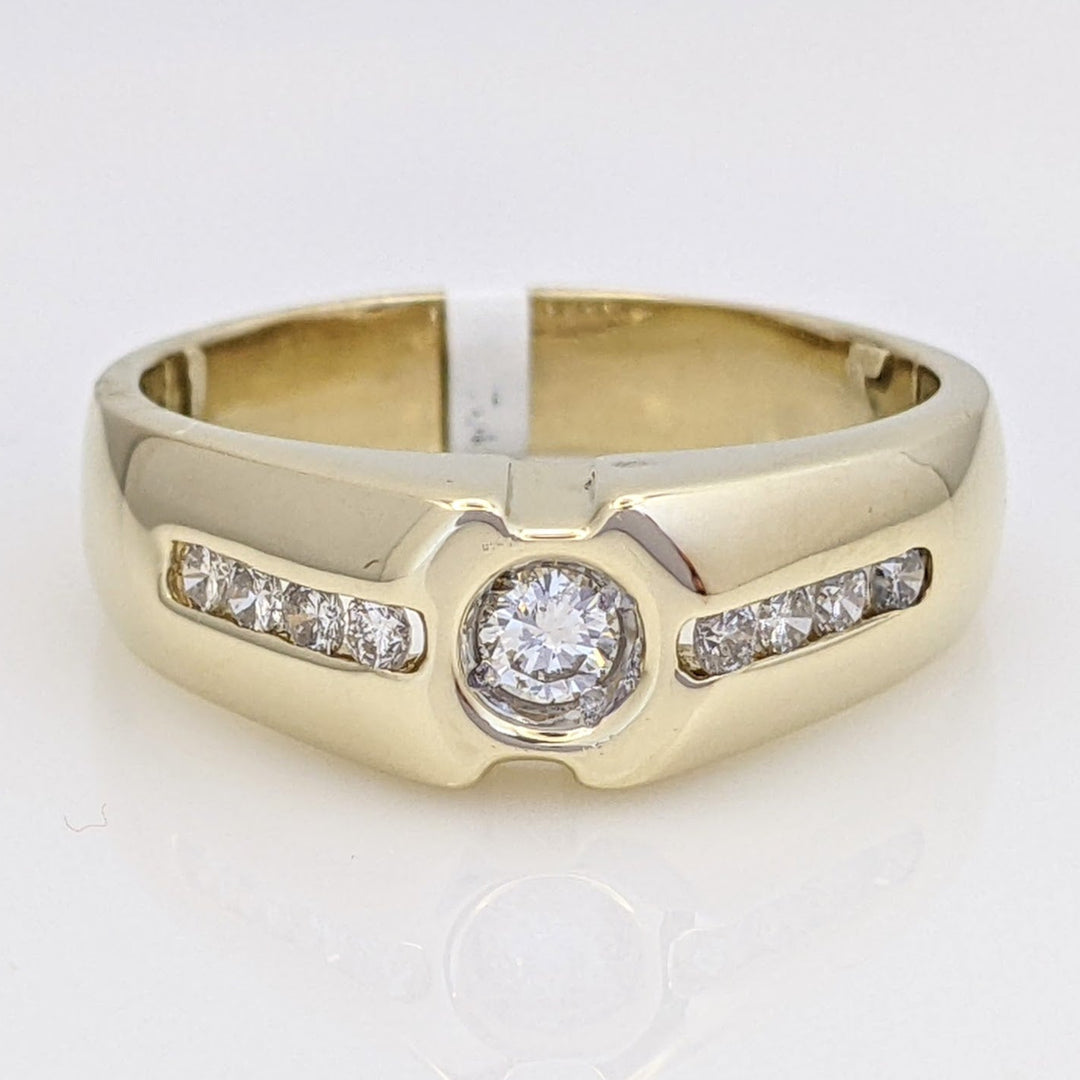 14K .58 CARAT TOTAL WEIGHT SI2 I DIAMOND ROUND (9) BEZEL CENTER ESTATE RING 9.4 GRAMS
