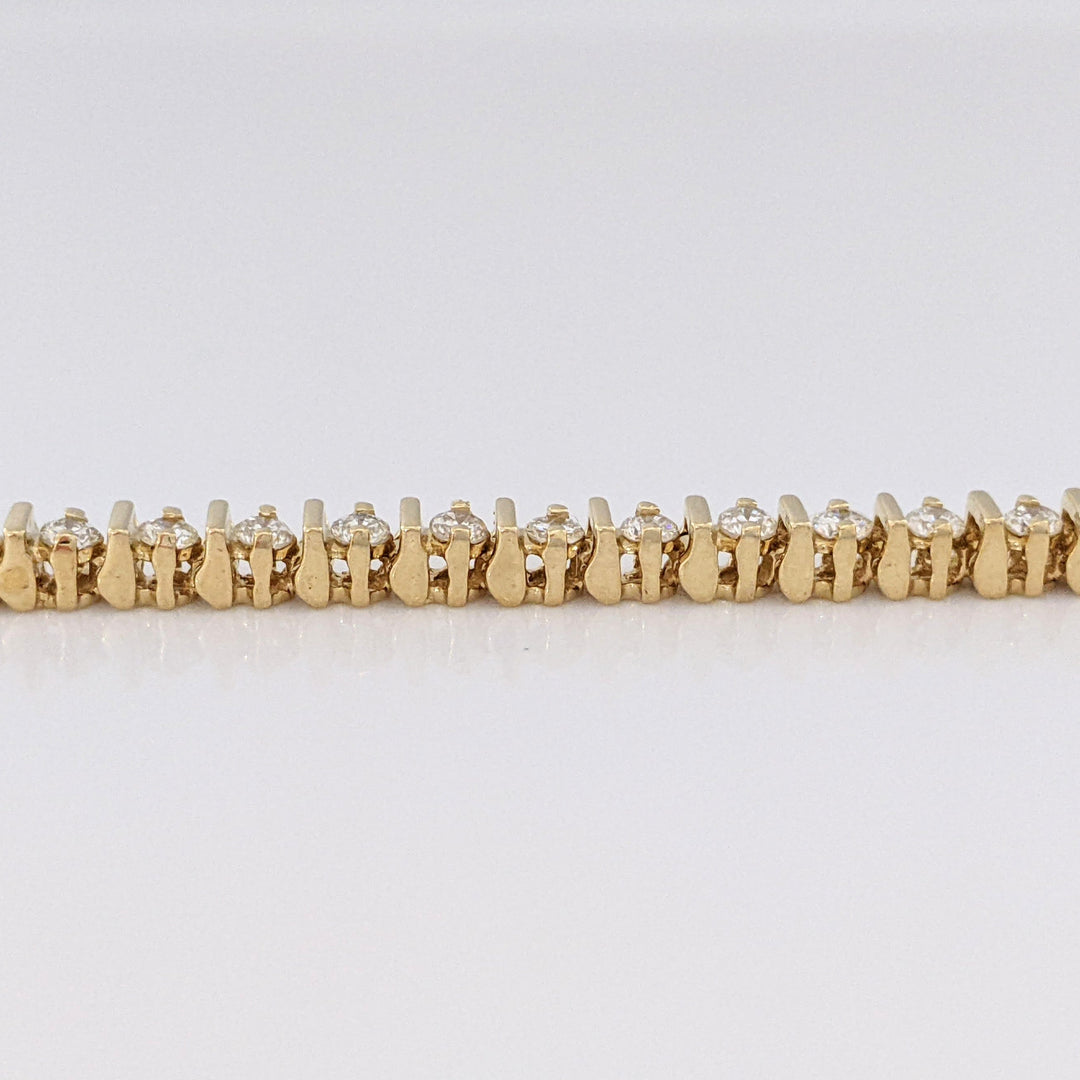 14K 1.50 CARAT TOTAL WEIGHT SI2 I DIAMOND ROUND (50) ESTATE BRACELET 10.5 GRAMS