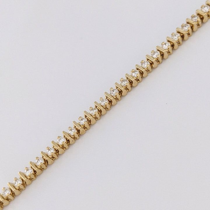 14K 1.50 CARAT TOTAL WEIGHT SI2 I DIAMOND ROUND (50) ESTATE BRACELET 10.5 GRAMS